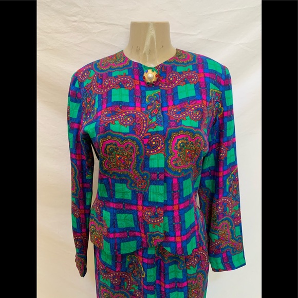 VTG Anne Crimmins Sz 10 Multicolored 2pc Skirt Set - Picture 2 of 12